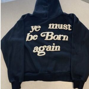 ye must be born again Black Hoodie with Cream Text